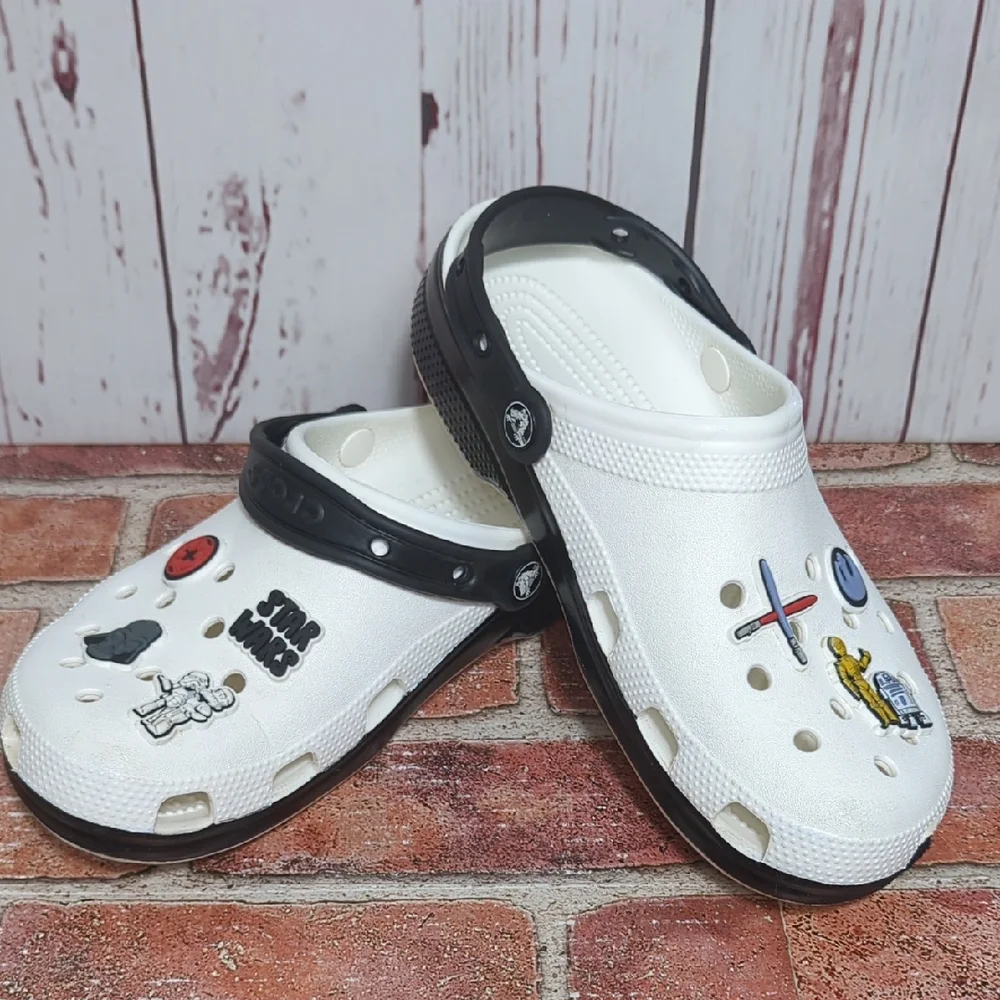 Disney Parks Star Wars Crocs Clogs 2024 Black White Men's 7 Women's 9 HTF Charms